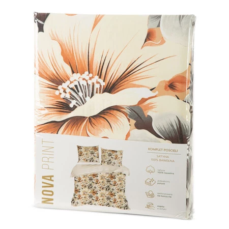 Komplet pościeli satynowej Nika 51, 160 x 200 cm, Ciemnokremowy