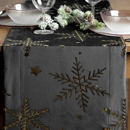 Bieżnik świąteczny rozm.: 40 x 140cm, kolor czarny z szampańskim nadrukiem
