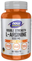Now Foods L-Arginine 1000 mg Double Strength Aminokwasy 60 tabl.