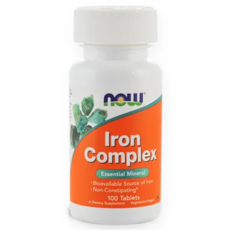 Now Foods Iron Complex Żelazo Complex 27mg z chelatu (Dwuglicynian Żelaza) na wsparcie produkcji czerwonych krwinek 100 tabl. vege
