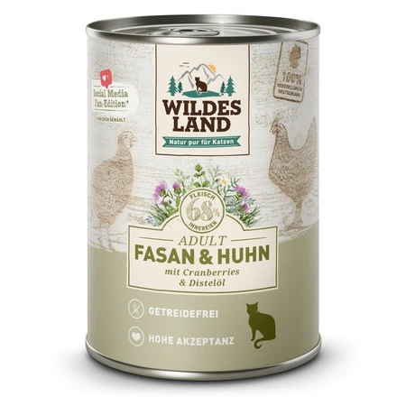WILDES LAND CAT Classic Fasan Huhn - bażant i kurczak z żurawiną (400g)