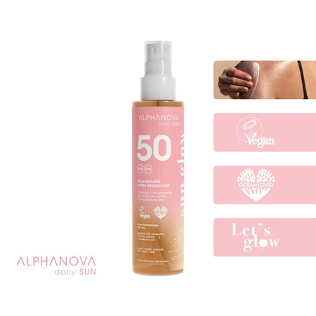 Alphanova Daily Sun, Glow, olejek do opalania SPF50, 125 ml