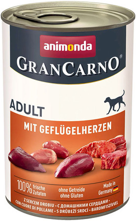 ANIMONDA Grancarno ADULT Wieprzowina Serca Drobiowe 400g