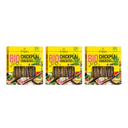 Zestaw: 3x KRAKERSY PROTEINOWE Z CIECIERZYCY Z NASIONAMI KONOPI BIO 80 g - KRIPPU