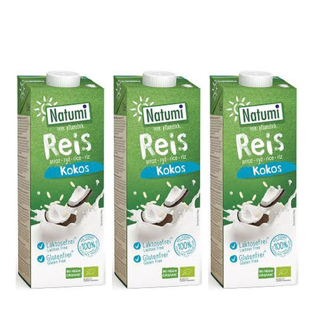 Zestaw: 3x Natumi − Napój ryżowo-kokosowy bezgl. − 1000 ml