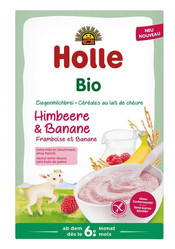 Holle Kaszka Ryżowa Mleczna Malinowo-Bananowa, Bez Dodatku Cukrów, Bezglutenowa, Od 6 Miesiąca, Bio 200g