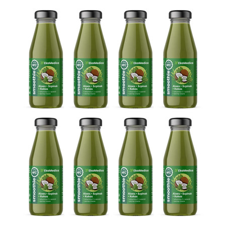 Zestaw 8x EkaMedica Smoothie aloes-szpinak-kokos 250ml