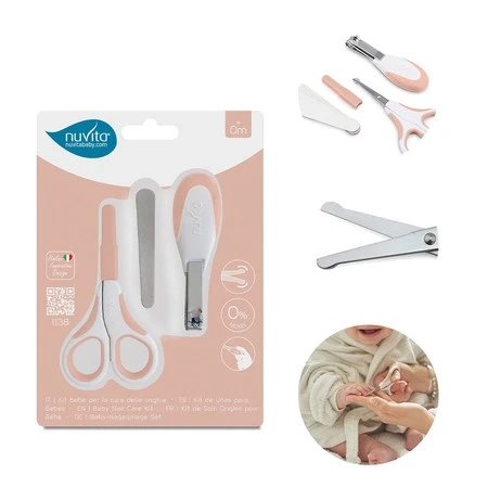 Nuvita, Zestaw kosmetyczny do paznokci: nożyczki, cążki i 5 pilniczków, English Rose