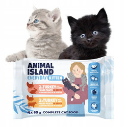 Animal Island indyk cielęcina i indyk królik - Karma mokra dla Kociąt - 85 g x 4