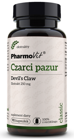 Pharmovit Czarci pazur Devil's Claw ekstrakt 250mg na wsparcie zdrowie stawów 90 kaps.