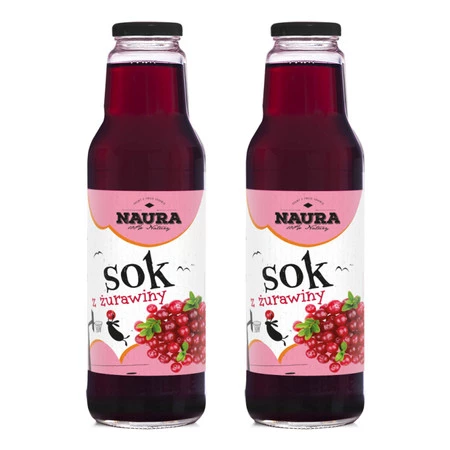 Zestaw 2x Naura − Sok z żurawiny − 750 ml