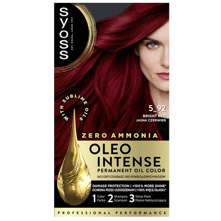 Oleo Intense farba do włosów trwale koloryzująca z olejkami 5-92 Jasna Czerwień