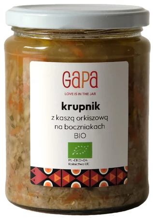 GAPA KRUPNIK Z KASZĄ ORKISZOWĄ NA BOCZNIAKACH BIO 450 g