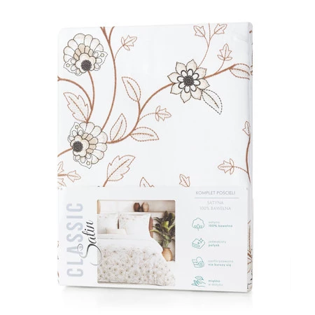 Komplet Pościeli Satynowej Spring 44 220 x 200 cm, Biały