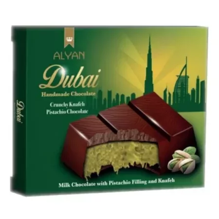 Alyan Czekolada Dubajska Mleczna z Nadzieniem Pistacjowym i Kunafą 100g KRÓTKA DATA 2025-12-20