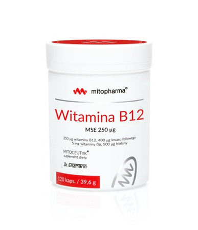 Mito-pharma Dr. Enzmann Witamina B12 MSE 250 mcg + kwas foliowy 120 kaps.