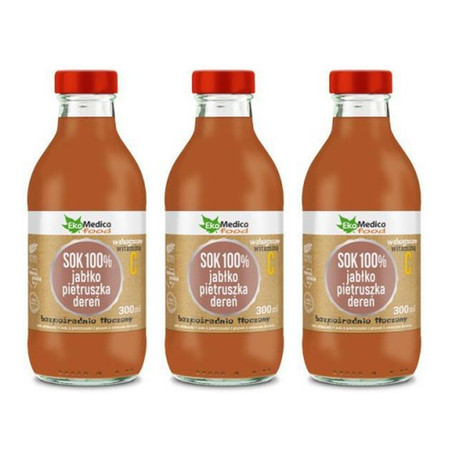 Zestaw: 3x EkaMedica Sok jabłko, pietruszka, dereń 300ml