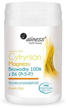 Aliness Cytrynian Magnezu BEZWODNY 100% z B6 (P-5-P) x 250 g proszek