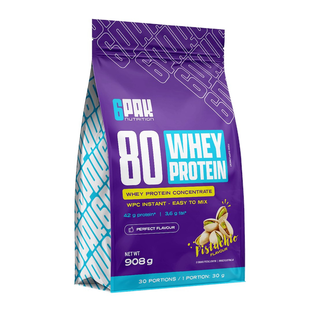 6PAK 80 WHEY PROTEIN odżywka białkowa WPC 908 g smak pistacja - Nabea.pl