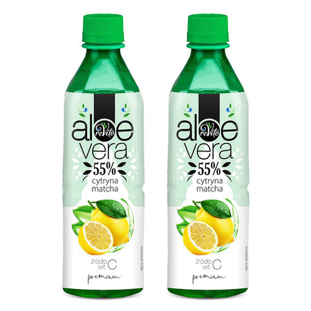 Zestaw 2x Napój aloesowy cytryna i matcha 500 ml
