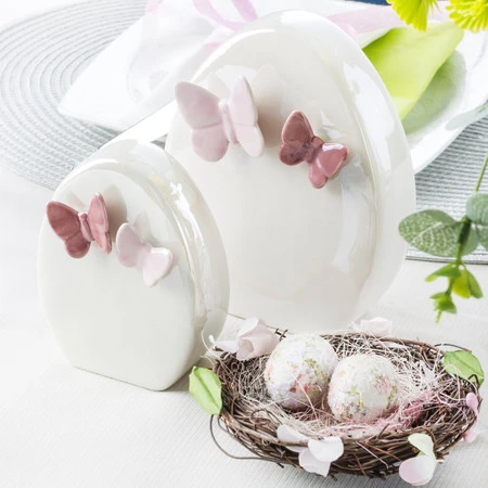 Ozdoba Wielkanocna, Jajko ceramiczne, kolor biały, rozmiar 8 x 5 x 8 cm