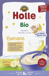 Holle Kaszka Pełnoziarnista Mleczno-Bananowa, Bez dodatku cukrów, Od 6 miesiaca, Bio 250g