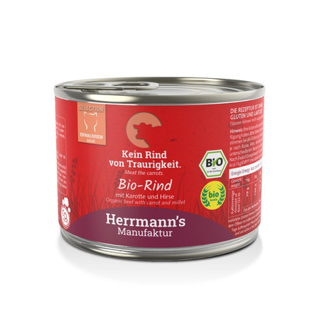 Zestaw 10x HERRMANN'S Selection Cat Bio Rind- bio wołowina z marchewką (200g)