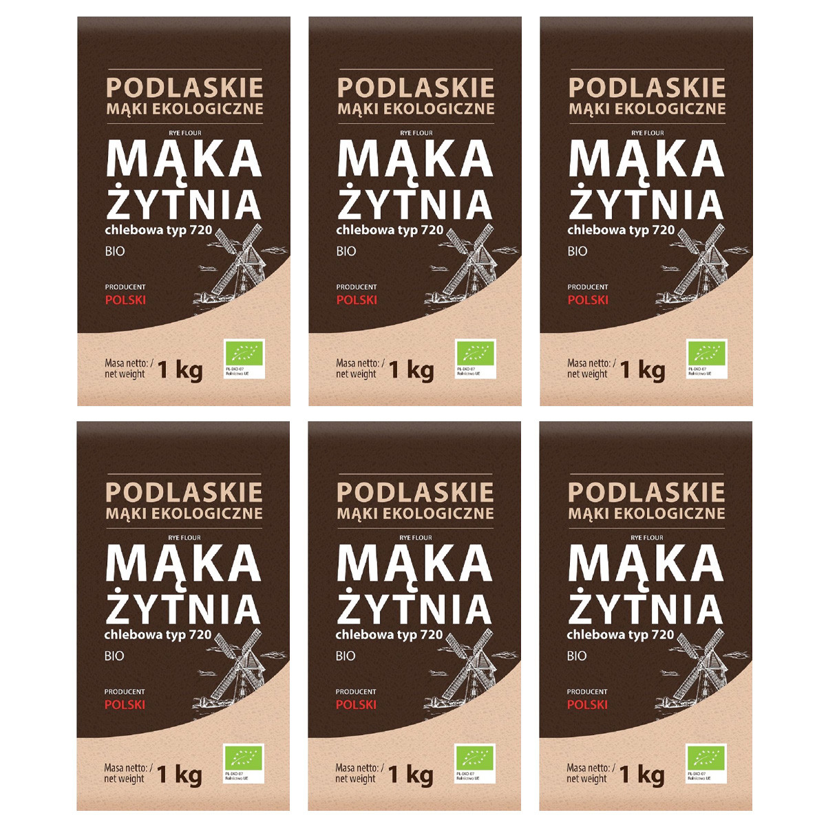 Zestaw 6x Mąka żytnia chlebowa BIO typ 720 1 kg - Nabea.pl