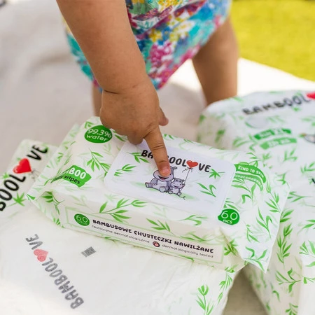 Bamboolove, Bambusowe chusteczki nawilżane dla dzieci, 60 szt.