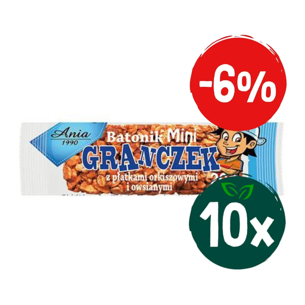 Zestaw: 10x Baton Mini Granczek z płatkami orkiszowymi i owsianymi 20 g - Nabea.pl