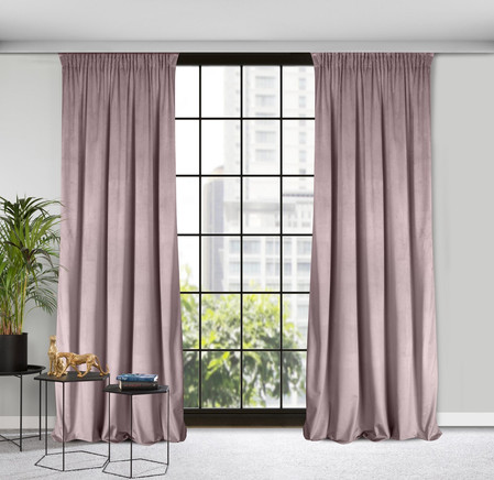 ZASŁONA GOTOWA D91 ROSA NA TAŚMIE 140 X 270 CM PUDROWY RÓŻ