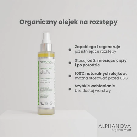Alphanova Organic Mum, Organiczna kompozycja olejków na rozstępy, 100ml