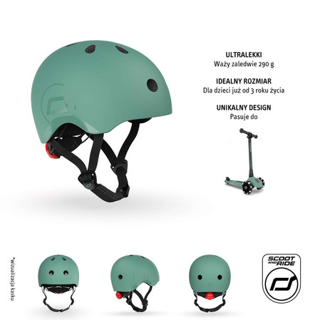 SCOOTANDRIDE Kask S-M dla dzieci 3+ Forest