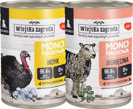 Wiejska Zagroda Monobiałkowa Jagnięcina - mokra dla psa szczeniaka - 400g