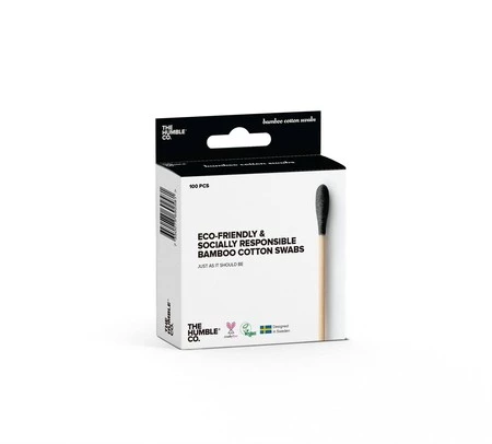 Humble brush, Ekologiczne patyczki do uszu bambus i naturalna bawełna, BLACK, czarne, 100szt