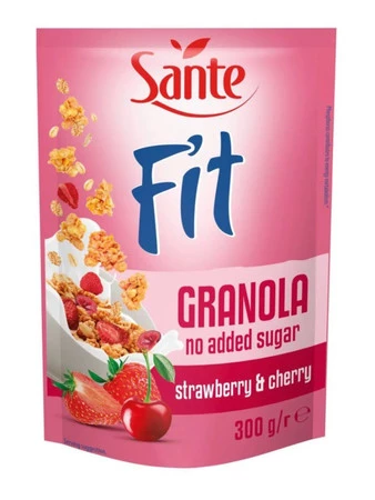 Sante Fit Granola Truskawka Wiśnia Bez Dodatku Cukru 300 g