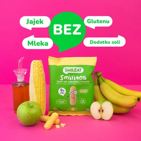 Smileat, BIO Smilitos, Chrupki kukurydziane o smaku jabłka i banana 8m+, 25g