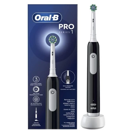 ORAL-B BRAUN SZCZOTECZKA ELEKTRYCZNA PRO1 BLACK D305.513.3 (1x rączka, 1x koń., ładowarka)