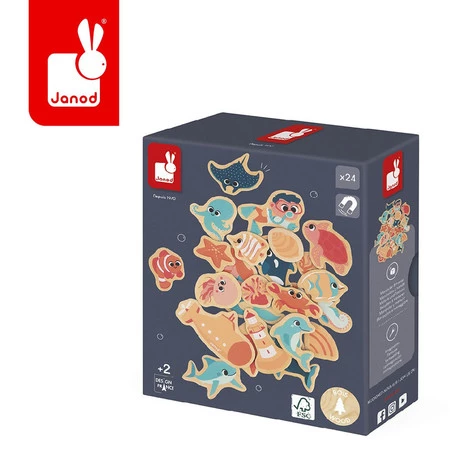 Janod Magnesy drewniane Podwodny świat 24 szt. 2+