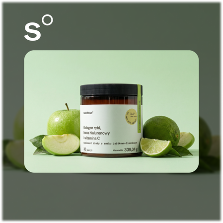 Sundose For Skin Anti-Aging na wsparcie prawidłowej produkcji kolagenu 309g smak jabłko limonka