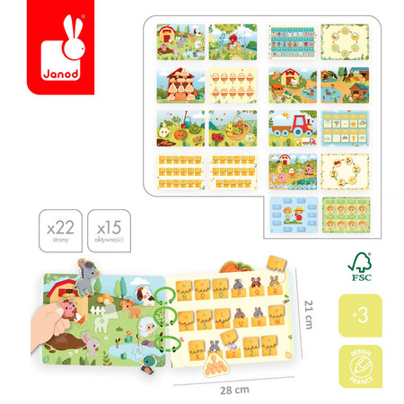 Janod Książeczka z zadaniami Busy Book Farma 3+ (wersja polska)