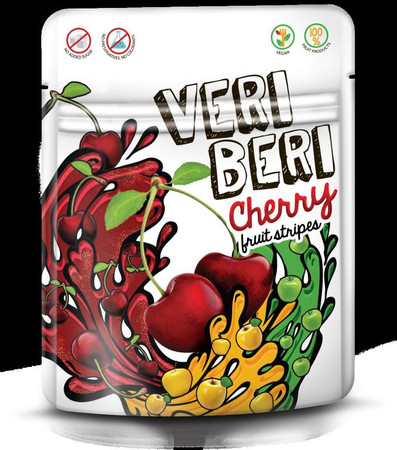 VERI BERI Żelki paski wiśniowe bez dodatku cukru bezglutenowe 50g