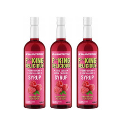 Zestaw: 3x ALLNUTRITION Fitking Delicious Syrup Zero Raspberry  Syrop Sok Bez Cukru Malinowy 420 ml