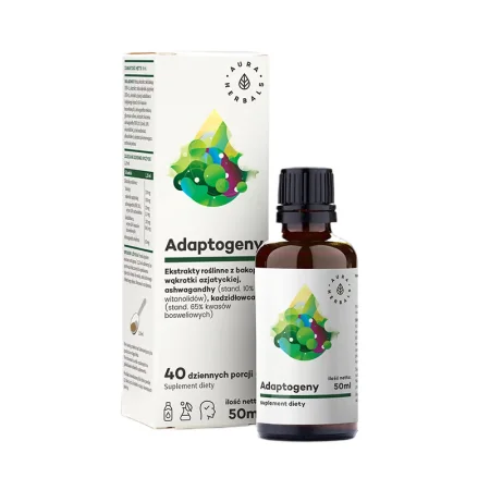 AURA HERBALS Adaptogeny - bakopa, wąkrota, ashwaghanda, kadzidłowiec 50ml
