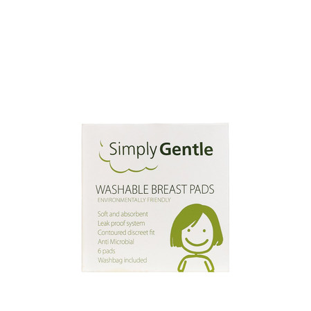 Simply Gentle, Wielorazowe wkładki laktacyjne z woreczkiem, 6 szt.