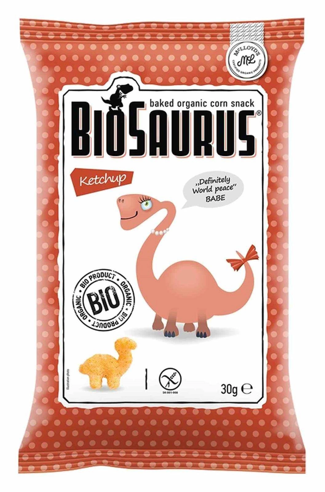 BioSaurus − Chrupki kukurydziane Dinozaury o smaku ketchupowym bezgl. BIO − 30 g