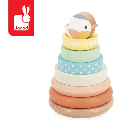 Janod Układanka piramida drewniana Gniazdko Pure 12 m+