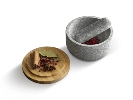 JJ-Moździerz z drewnianą pokrywą Dash, granit