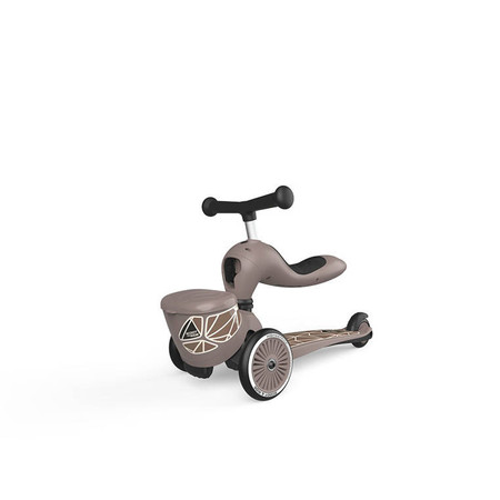 SCOOTANDRIDE Highwaykick 1 Lifestyle 2w1 Jeździk i hulajnoga z zamykanym schowkiem 1-5 lat Brown Lines
