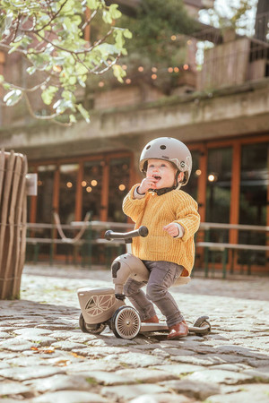 SCOOTANDRIDE Highwaykick 1 Lifestyle 2w1 Jeździk i hulajnoga z zamykanym schowkiem 1-5 lat Brown Lines